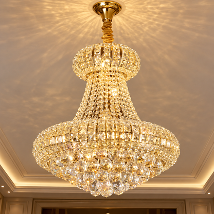 Crystal Chandelier CASTRUM Magno 11xE14, D60 cm, Χρυσό, Ρυθμιζόμενο Ύψος, Μέταλλο και Κρύσταλλο