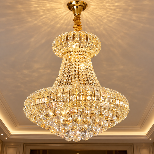 Crystal Chandelier CASTRUM Magno 11xE14, D60 cm, Χρυσό, Ρυθμιζόμενο Ύψος, Μέταλλο και Κρύσταλλο