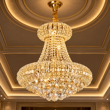 Crystal Chandelier CASTRUM Eleganza 9xE14, D50 cm, Χρυσό, Ρυθμιζόμενο Ύψος, Μέταλλο και Κρύσταλλο