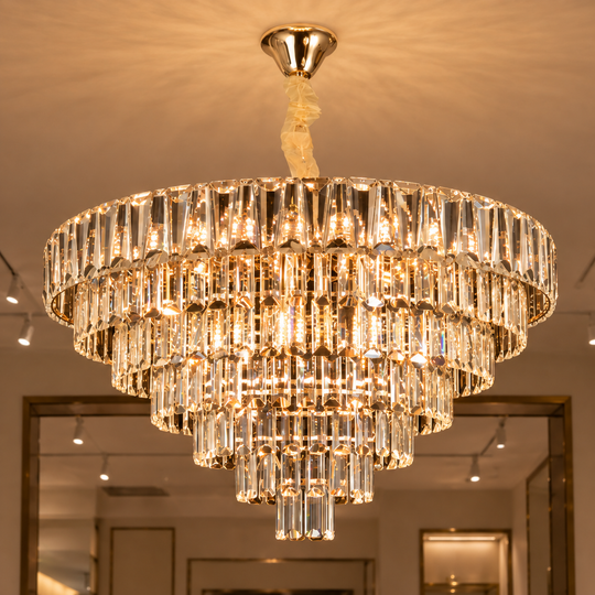 Κρυστάλλινος πολυέλαιος VALMONT Magno 12xE14, D60 cm, Χρυσός, Ρυθμιζόμενο Ύψος, Μέταλλο και Κρύσταλλο