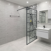 Οθόνη ντους MANITOBA Walk-In, 100x195cm, μέταλλο και γυαλί, διάφανη και μαύρη