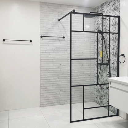 Οθόνη ντους MANITOBA Walk-In, 80x195cm, μέταλλο και γυαλί, διάφανη και μαύρη