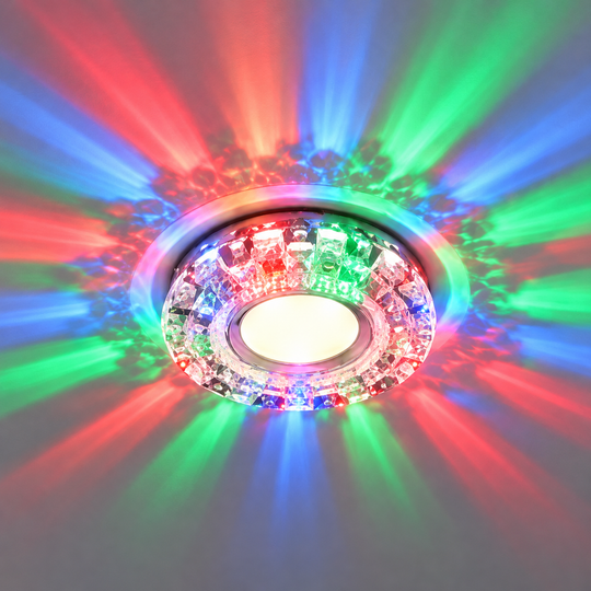 LED Spot ORBITA, 5W, Στρογγυλό, Cold Light + RGB, Λευκό, Ρητίνη και Γυαλί