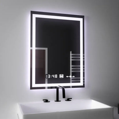 Ορθογώνιος καθρέφτης LED, 45x60 cm, Verite MotionGlow Marcello, Σύστημα αποθαμβώματος, Ρολόι & Θερμόμετρο, Dimable Marcello Mirrors Προεπιλεγμένος τίτλος Alessandro Design
