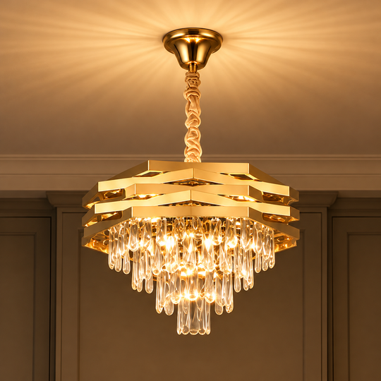 Πολυέλαιος HEXA Crystal Ø48cm 8xE14 Gold