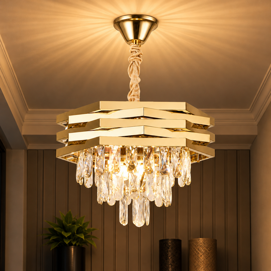 Πολυέλαιος HEXA Crystal Ø37cm 5xE14 Gold