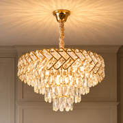 Crystal Chandelier VECTOR Eleganza 8xE14, Διάμετρος 48cm, Γυαλιστερό Χρυσό, Ρυθμιζόμενο Ύψος, Μέταλλο και Κρύσταλλο