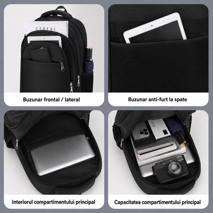 KANGIQLINIQ Travel Business Backpack, 47x33x15 cm, Oxford, Ασπρόμαυρο