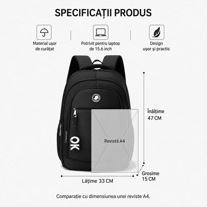 KANGIQLINIQ Travel Business Backpack, 47x33x15 cm, Oxford, Ασπρόμαυρο