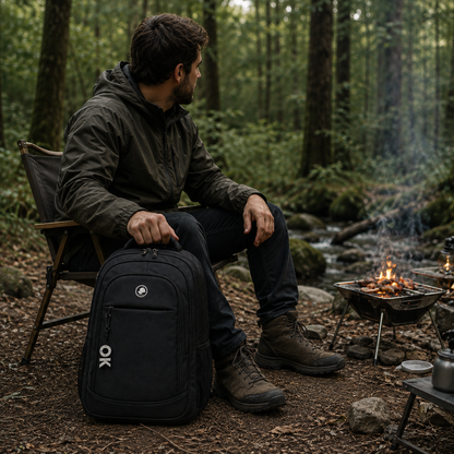 KANGIQLINIQ Travel Business Backpack, 47x33x15 cm, Oxford, Ασπρόμαυρο