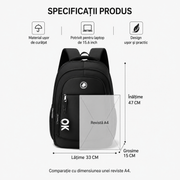 KANGIQLINIQ Travel Business Backpack, 47x33x15 cm, Oxford, Μαύρο και Πράσινο