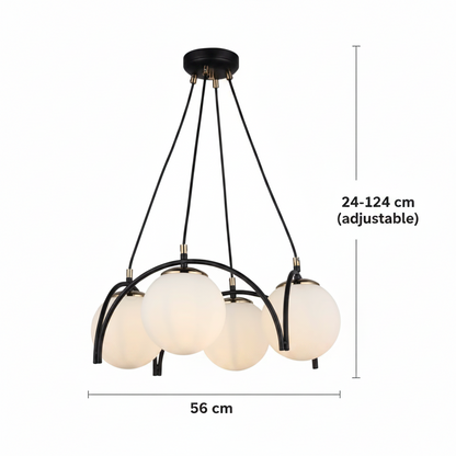 EGVEKINOT Classic Πολυέλαιος, Σφαίρα, 4xE27, Ρυθμιζόμενο ύψος, Μαύρο