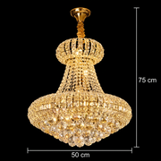 Crystal Chandelier CASTRUM Eleganza 9xE14, D50 cm, Χρυσό, Ρυθμιζόμενο Ύψος, Μέταλλο και Κρύσταλλο