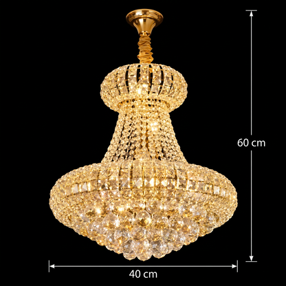 Crystal Chandelier CASTRUM Nobile 5xE14, D40 cm, Χρυσό, Ρυθμιζόμενο Ύψος, Μέταλλο και Κρύσταλλο