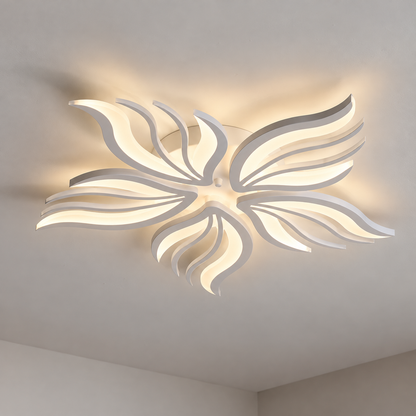Πολυέλαιος LED με τηλεχειριστήριο SAKURA 62W, 5 πέταλα, Κρύο/Ζεστό/Ουδέτερο φως, Ρυθμιζόμενο, Λευκό
