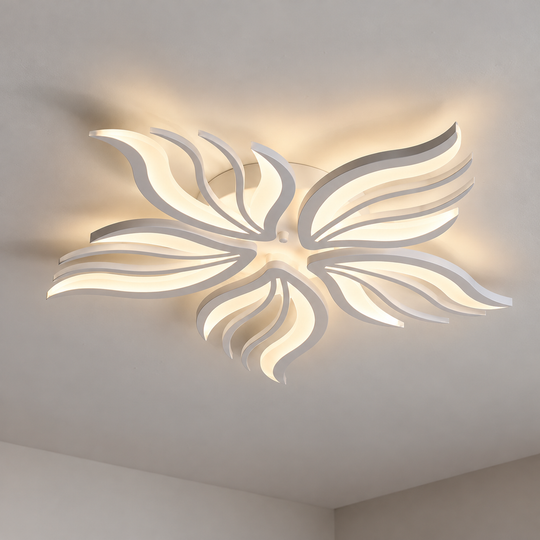 Πολυέλαιος LED με τηλεχειριστήριο SAKURA 62W, 5 πέταλα, Κρύο/Ζεστό/Ουδέτερο φως, Ρυθμιζόμενο, Λευκό