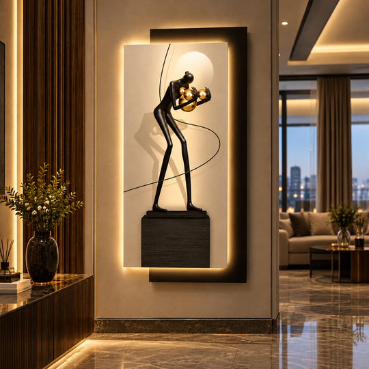 Διακοσμητικός πίνακας Dance of Spheres με φωτισμό LED, 60 x 120 cm, 24W, ουδέτερο φως, κράμα αλουμινίου και MDF