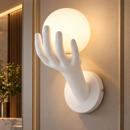 Διακοσμητικό LED φωτιστικό τοίχου MANO, 15x30cm, 1xE27, Γυαλί και Ρητίνη, Λευκό