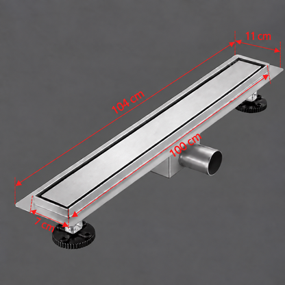 Τύπος υδρορροής δαπέδου Siphon 7 x 100 cm, ανοξείδωτο ατσάλι 304, ασήμι