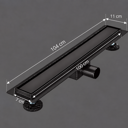 Τύπος υδρορροής δαπέδου Siphon 7 x 100 cm, ανοξείδωτο ατσάλι 304, μαύρο