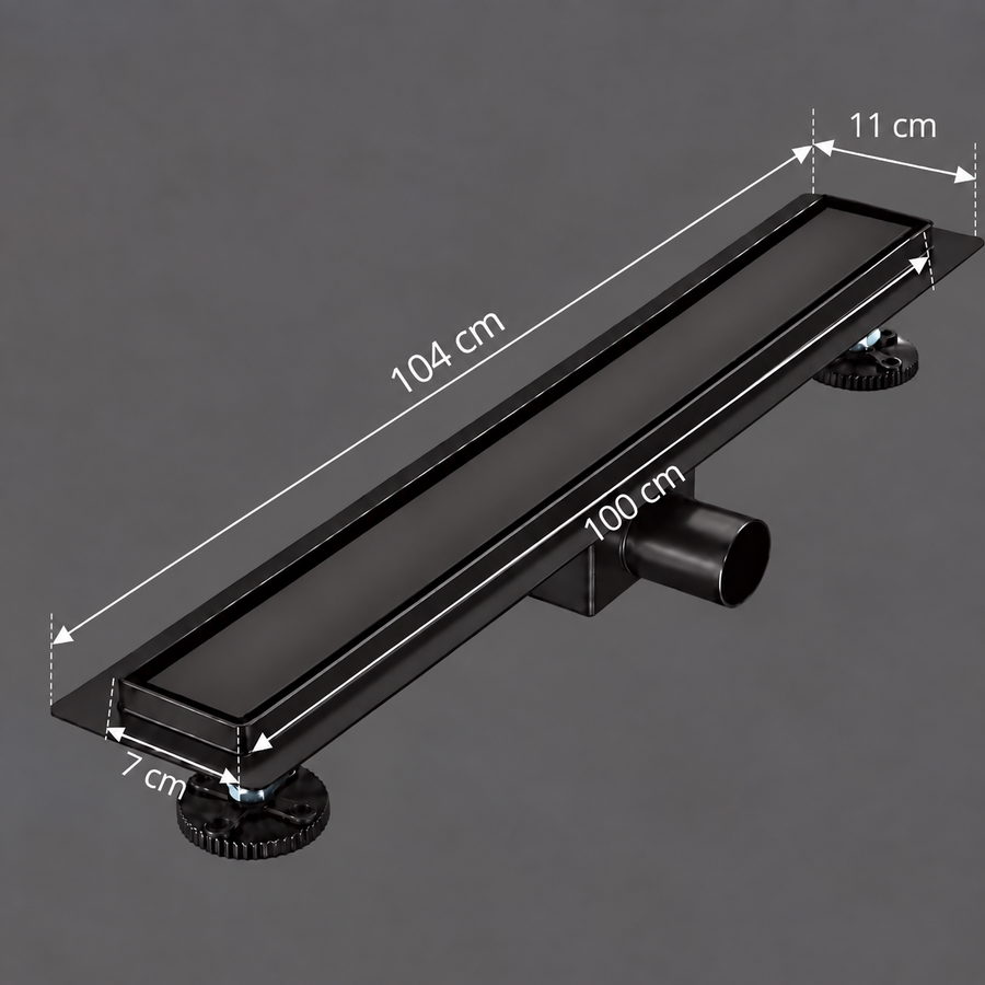 Τύπος υδρορροής δαπέδου Siphon 7 x 100 cm, ανοξείδωτο ατσάλι 304, μαύρο