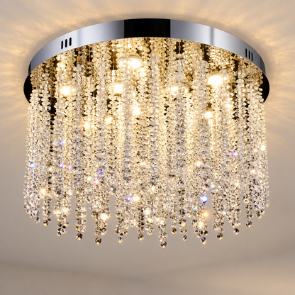 Crystal LED Chandelier LLC215/550WH Στρογγυλός, 29W, Κρύο/Ζεστό/Ουδέτερο φως, Κρύσταλλο, Χρυσό