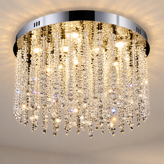 Crystal LED Chandelier LLC215/550WH Στρογγυλός, 29W, Κρύο/Ζεστό/Ουδέτερο φως, Κρύσταλλο, Χρυσό