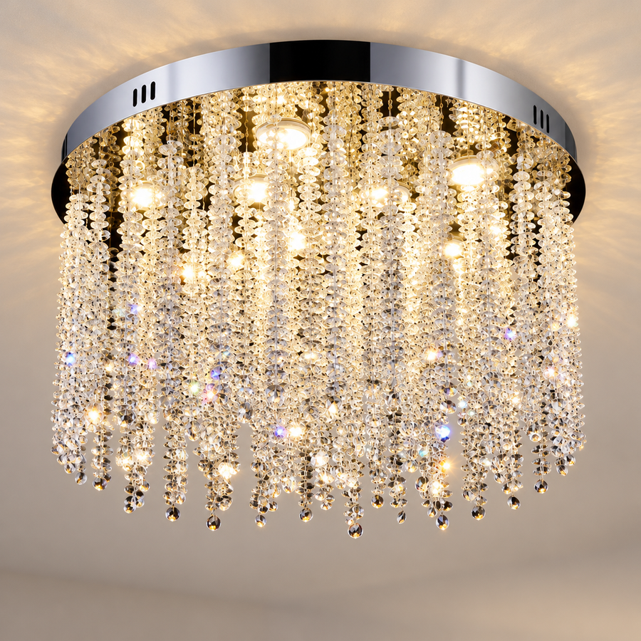 Crystal LED Chandelier LLC215/550WH Στρογγυλός, 29W, Κρύο/Ζεστό/Ουδέτερο φως, Κρύσταλλο, Χρυσό