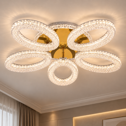 Πολυέλαιος LED με τηλεχειριστήριο VEYRO, 66W, Κρύο/Ζεστό/Ουδέτερο φως, Ρυθμιζόμενο, Χρυσό