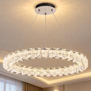 Πολυέλαιος VENTANA Crystal LED με τηλεχειριστήριο, 25W, Ζεστό/Ουδέτερο/Κρύο Φως, Φ39 cm, Ρυθμιζόμενο Ύψος, Μέταλλο και Κρύσταλλο, Χρυσό