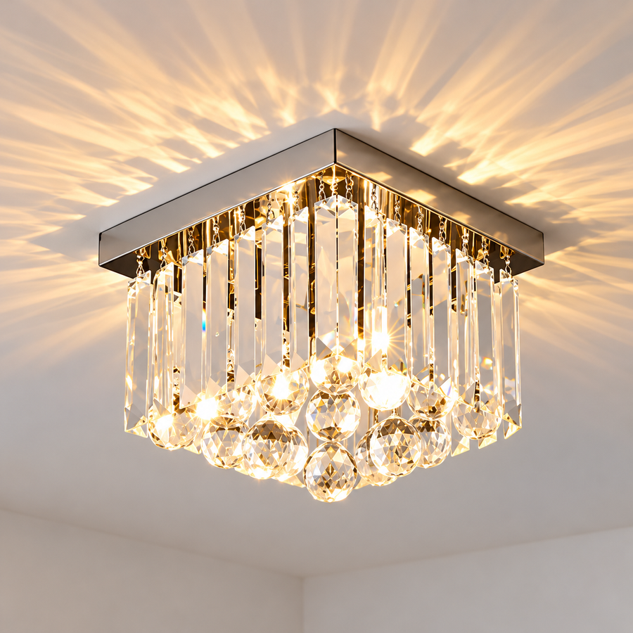 Πολυέλαιος MARTINEZ Linear Luxe Crystal, Διάμετρος 35cm, 4x E14, Γυαλιστερό Chrome