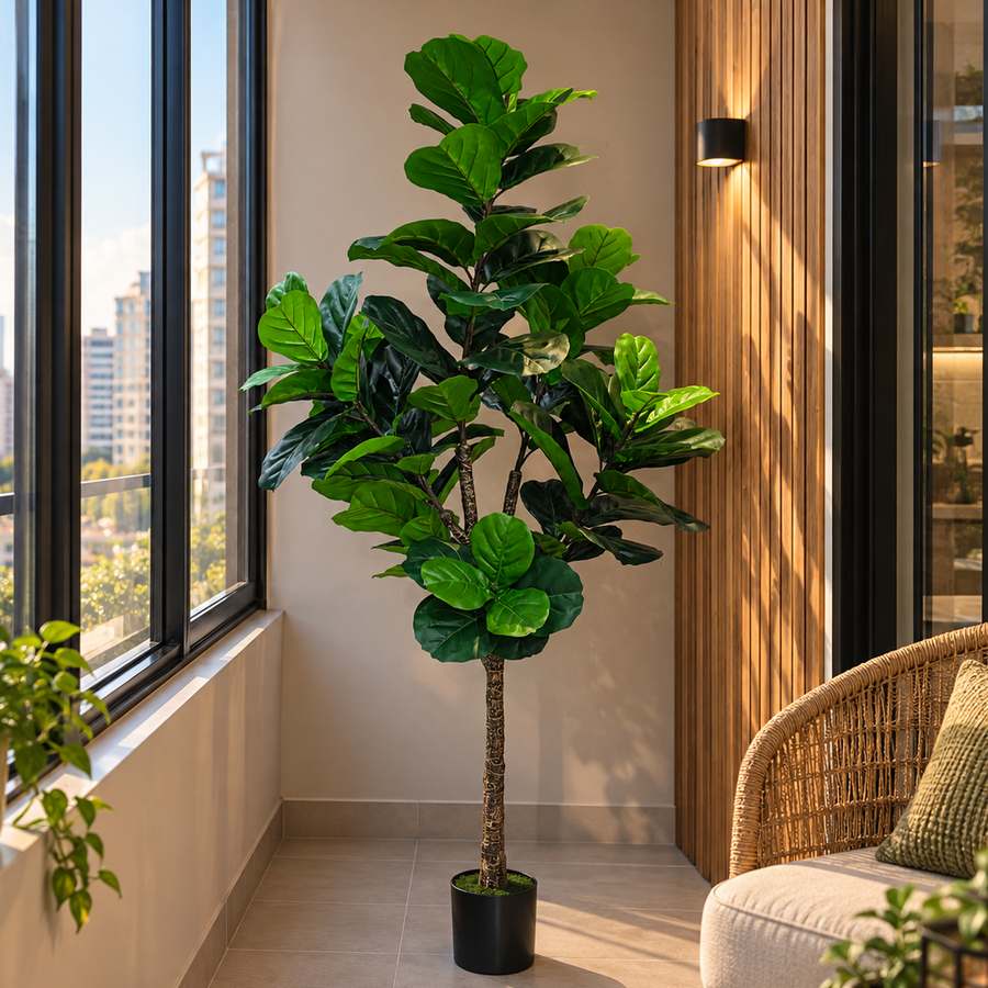Τεχνητό Φυτό Δέντρο Τύπος Ficus, 180 cm, Πράσινο, με Γλάστρα