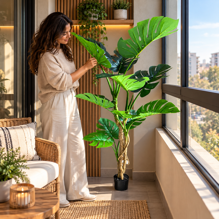 Τεχνητό φυτό Τύπος Monstera Deliciosa, 11 φύλλα, 160 cm, Πράσινο