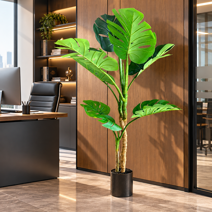 Τεχνητό φυτό Monstera Deliciosa Τύπου, 8 φύλλα, 140 cm, Πράσινο