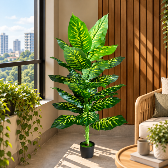 Τεχνητό φυτό Τύπος Dieffenbachia, 150 cm, Πράσινο