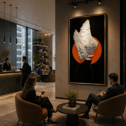 Διακοσμητική ζωγραφική Wings of Light, 80 x 160 cm, γυαλί και MDF