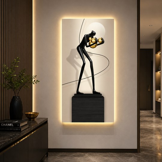Διακοσμητικός πίνακας Dance of Spheres με φωτισμό LED, 60 x 120 cm, 24W, ουδέτερο φως, κράμα αλουμινίου και MDF