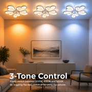 Πολυέλαιος LED με τηλεχειριστήριο BLOSSOM 95W, 5 Πέταλα, Κρύο/Ζεστό/Ουδέτερο φως 3000K/4000K/6000K, Ρυθμιζόμενο, Λευκό, Μεταλλικό και Ακρυλικό