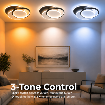Πολυέλαιος LED με τηλεχειριστήριο CHIARA 67W, 3 κύκλοι, Κρύο/Ζεστό/Ουδέτερο φως, Ρυθμιζόμενο, Μαύρο