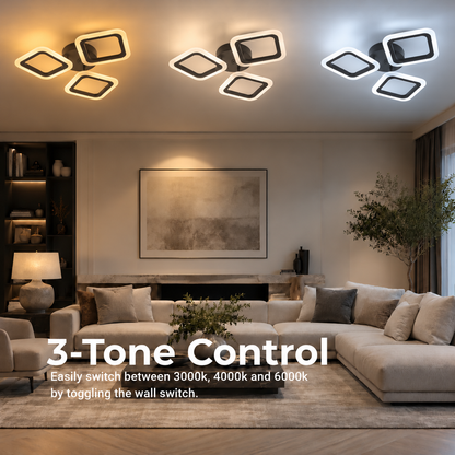Πολυέλαιος LED PULSARIS 40W, 3 Τετράγωνα, Κρύο/Ζεστό/Ουδέτερο φως, Μαύρο