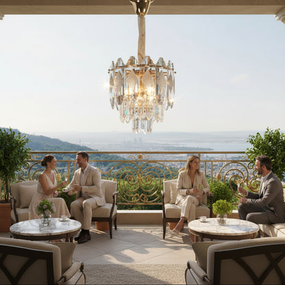 Crystal Chandelier VELVET Petito, 3xE14, D30 cm, Χρυσό, Ρυθμιζόμενο Ύψος, Μέταλλο και Κρύσταλλο