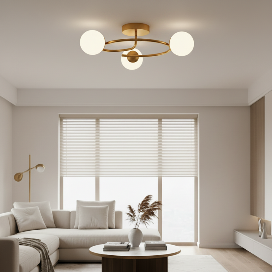 LED και κρυστάλλινος πολυέλαιος ORBIT, 66cm, 3xE27, Σφαίρες, Χρυσός