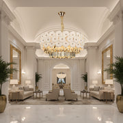 Crystal Chandelier PETAL Eleganza 9xE14, D50 cm, Gold, Ρυθμιζόμενο ύψος, Μεταλλικοί και Κρυστάλλινοι Πολυέλαιοι Προεπιλεγμένος Τίτλος Alessandro Design