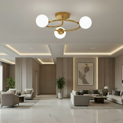 LED και κρυστάλλινος πολυέλαιος ORBIT, 66cm, 3xE27, Σφαίρες, Χρυσός