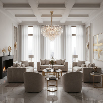 VELVET Crystal Chandelier Eleganza, 12xE14, D60 cm, Χρυσό, Ρυθμιζόμενο Ύψος, Μέταλλο και Κρύσταλλο