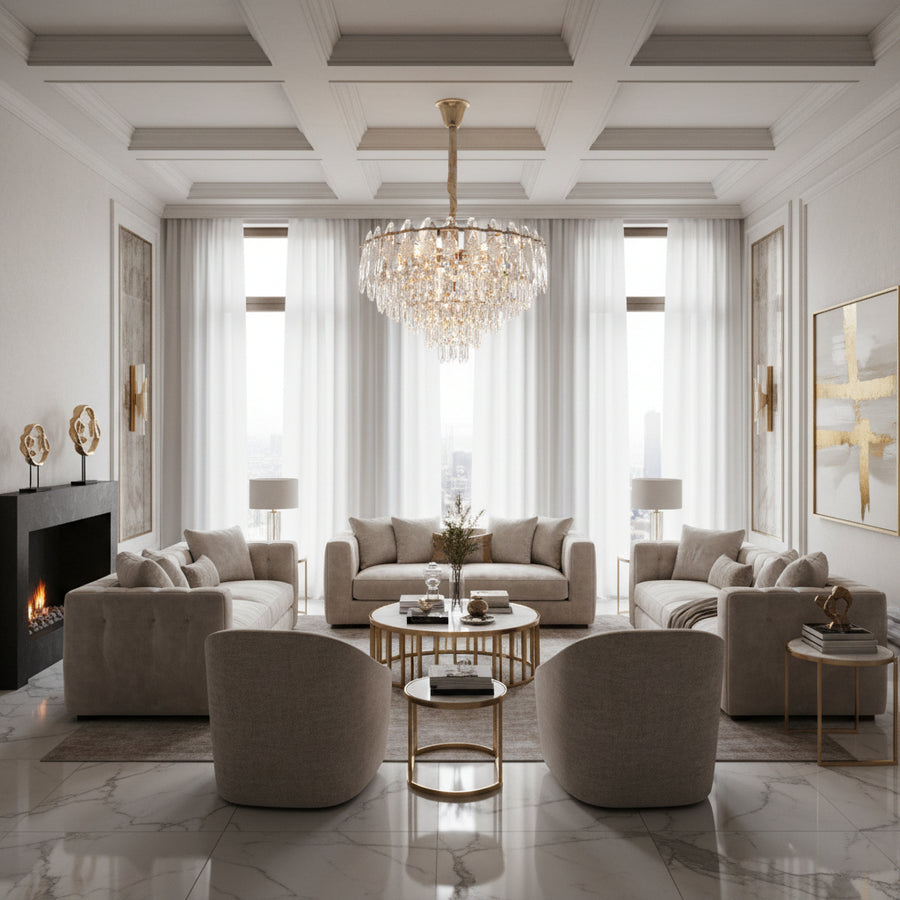 VELVET Crystal Chandelier Eleganza, 12xE14, D60 cm, Χρυσό, Ρυθμιζόμενο Ύψος, Μέταλλο και Κρύσταλλο