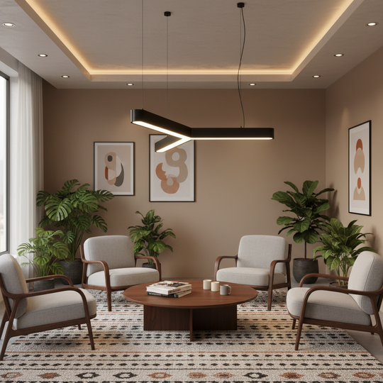Κρεμαστός πολυέλαιος LED ANGLE, Ø72cm, 25W, Ρυθμιζόμενο ύψος, Cold Light 6000K, Μαύρο, Μεταλλικό και Ακρυλικό