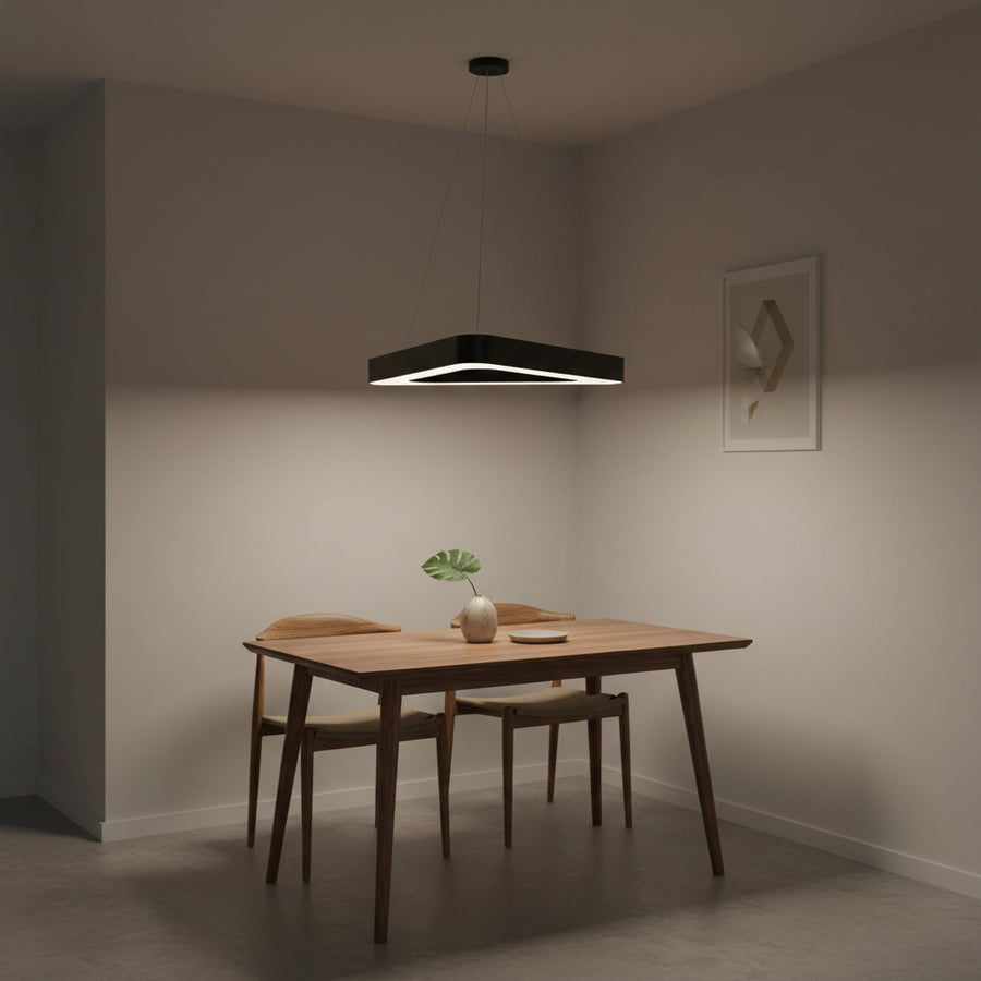 Κρεμαστός πολυέλαιος LED ANGLE, 60cm, 25W, Ρυθμιζόμενο ύψος, Ψυχρό φως, Μαύρο, Μεταλλικό και Ακρυλικό