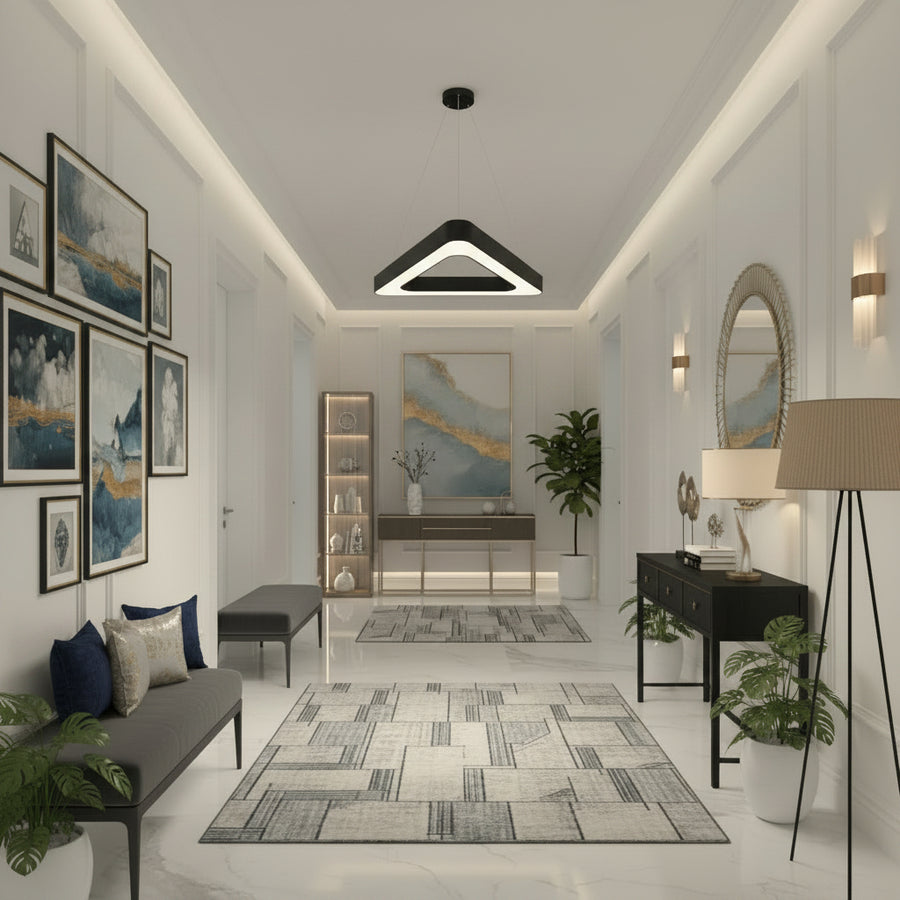 Κρεμαστός πολυέλαιος LED ANGLE, 60cm, 25W, Ρυθμιζόμενο ύψος, Ψυχρό φως, Μαύρο, Μεταλλικό και Ακρυλικό