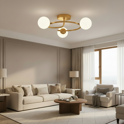 LED και κρυστάλλινος πολυέλαιος ORBIT, 66cm, 3xE27, Σφαίρες, Χρυσός
